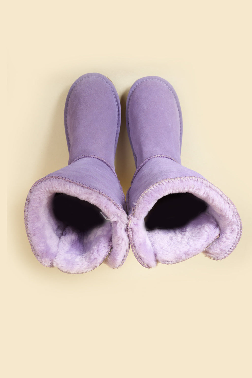 UGG Rhinestone Ribbon Tri-Tie Bow Suede Boots - Lavender