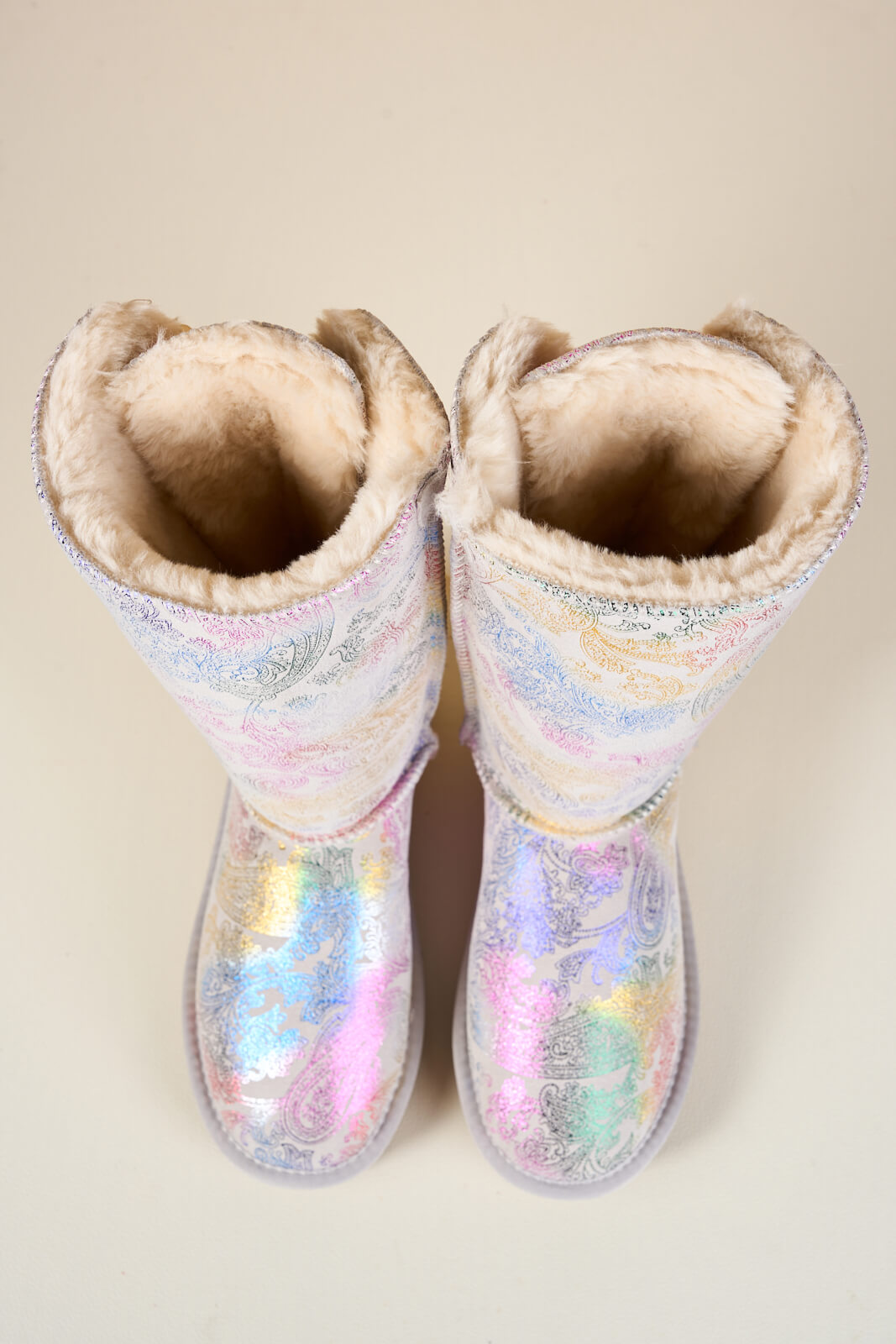 UGG Rhinestone Ribbon Tri-Tie Bow Suede Boots - Multi