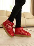 UGG Mini Glitter Low Ankle Platform Boots - Red