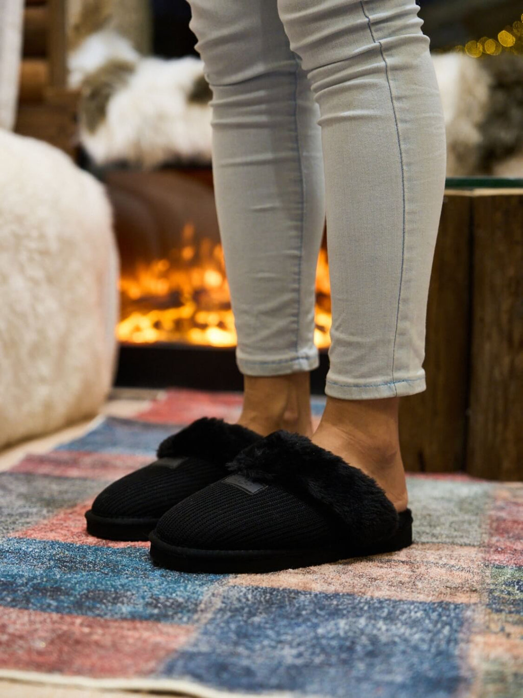 UGG Corduroy Knit Wool Blend Slipper - Black