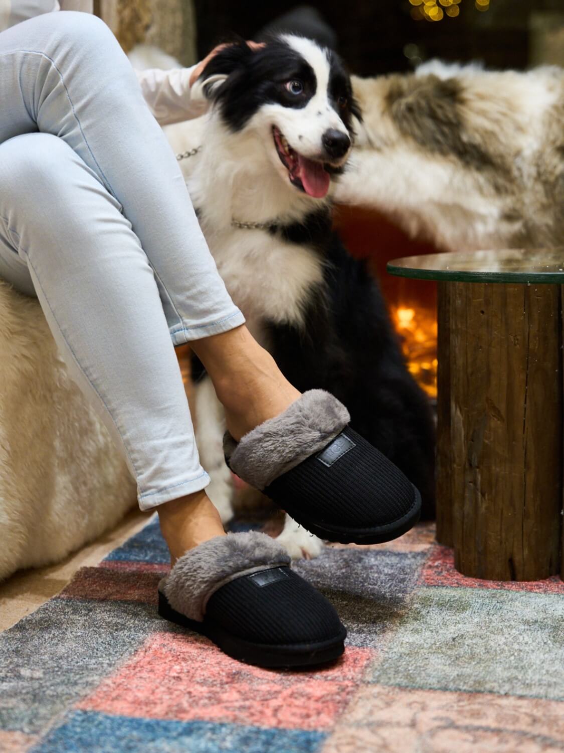 UGG Corduroy Knit Wool Blend Slipper - Charcoal