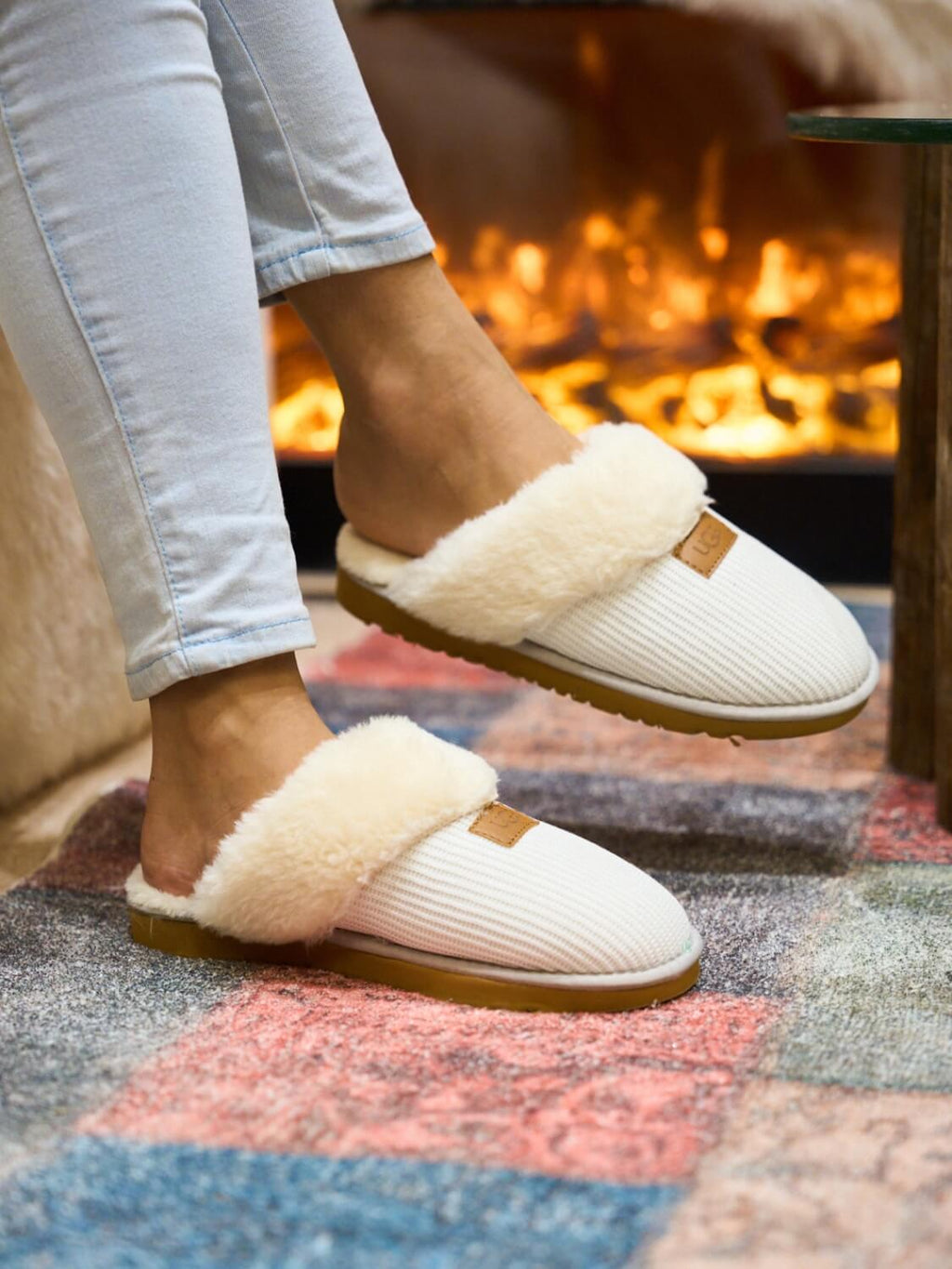 UGG Corduroy Knit Wool Blend Slipper - White