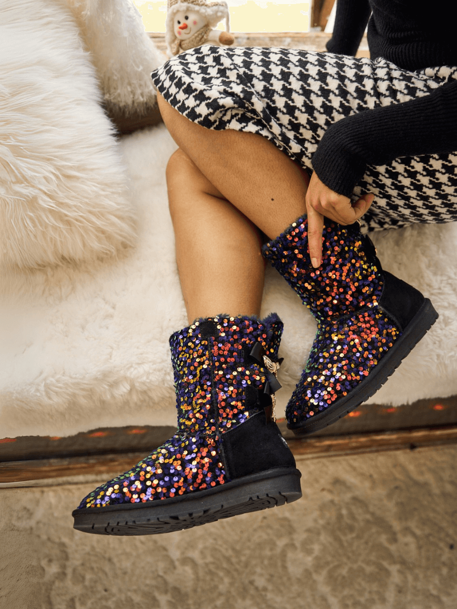 UGG Haute Holidays Sequin Glam Shearling Boots - Multi