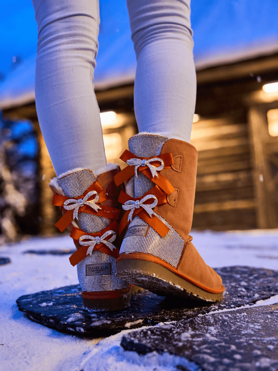 UGG Rhinestone Dual Bailey Bow Glam UGG Boots - Orange