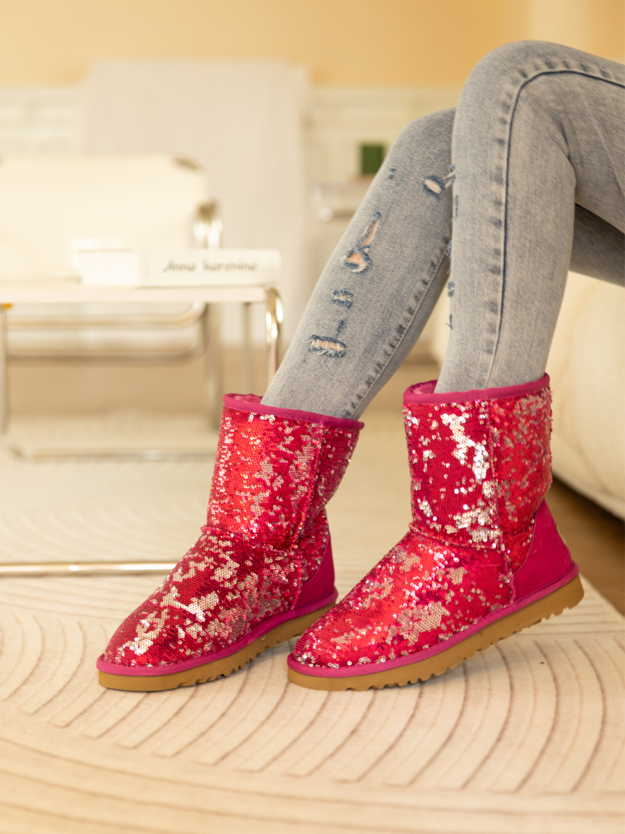 UGG Dallas Glam Sequin Shearling Boots - Rose Pink