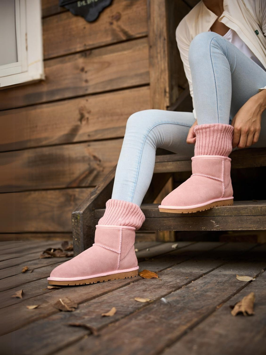 UGG Ankle Knit Stocking Mini Boots - Pink