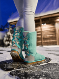 UGG Rhinestone Ribbon Tri-Tie Bow Suede Boots - Turquoise