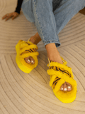 UGG Roar Wool-Lined Criss-Cross Strap Slipper - Yellow