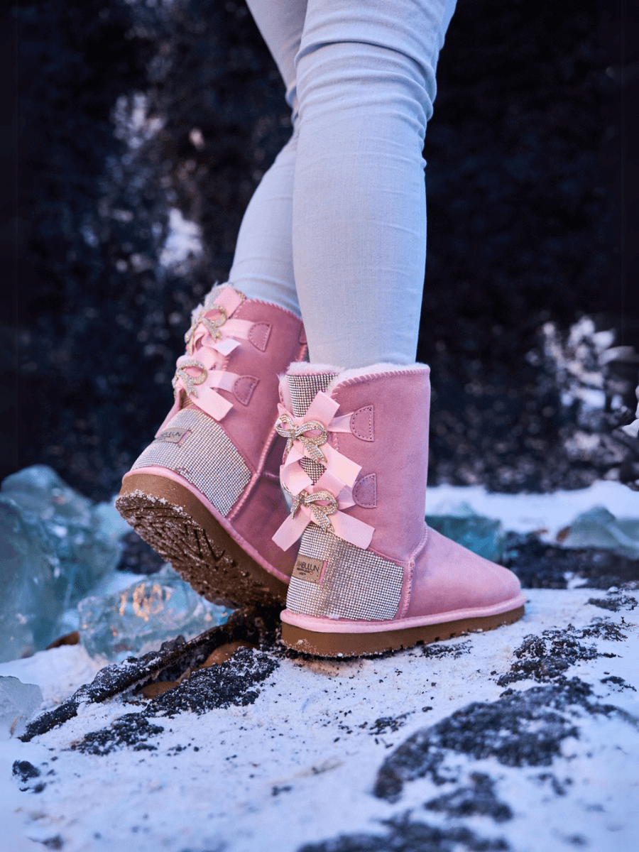 UGG Rhinestone Dual Bailey Bow Glam UGG Boots - Pink