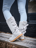 UGG Tri Ribbon Bow Suede Boots - Pale