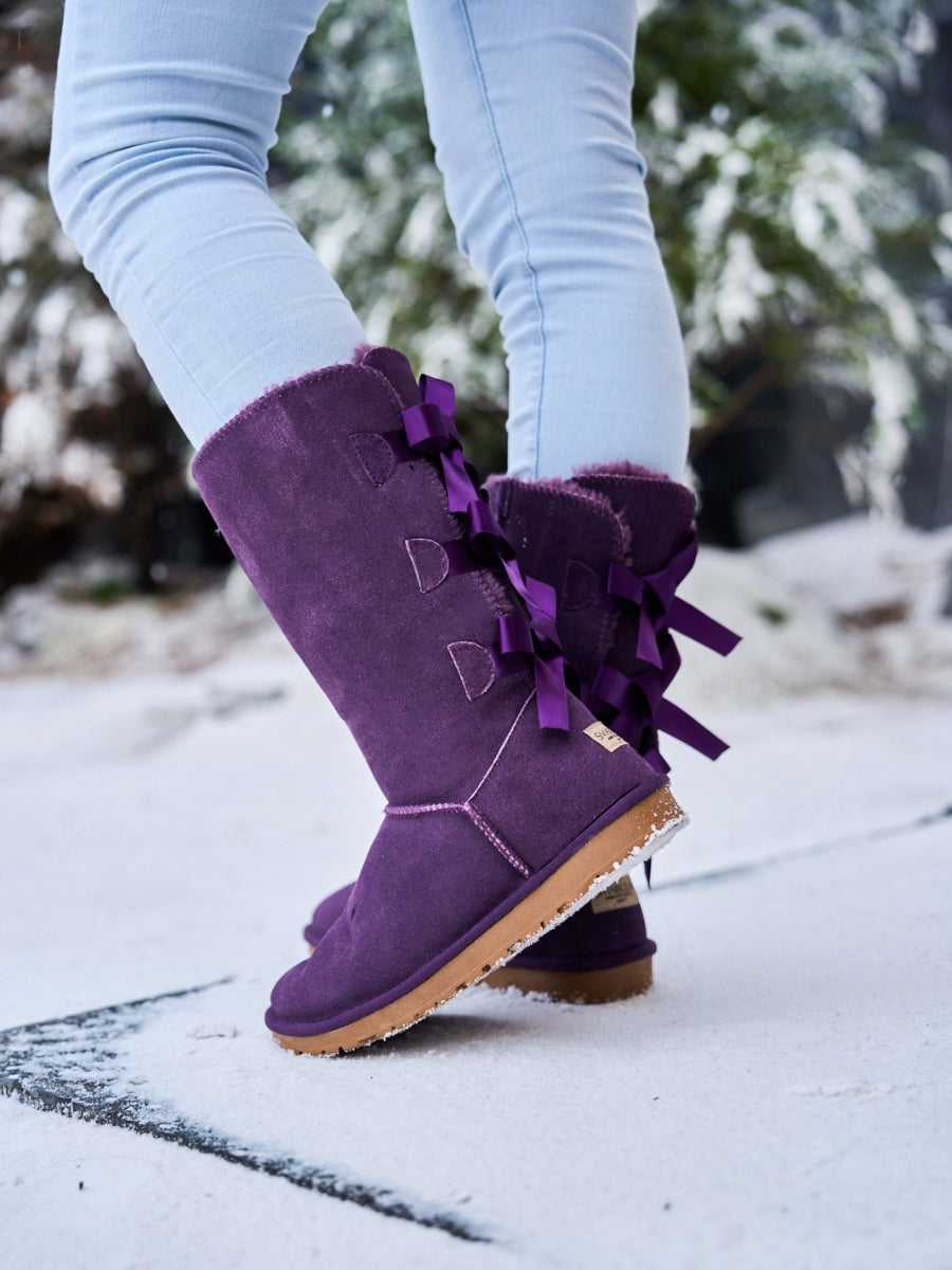 UGG Tri Ribbon Bow Suede Boots - Purple