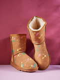 UGG Valerie Graffiti Patterned Shearling Boots - Chestnut