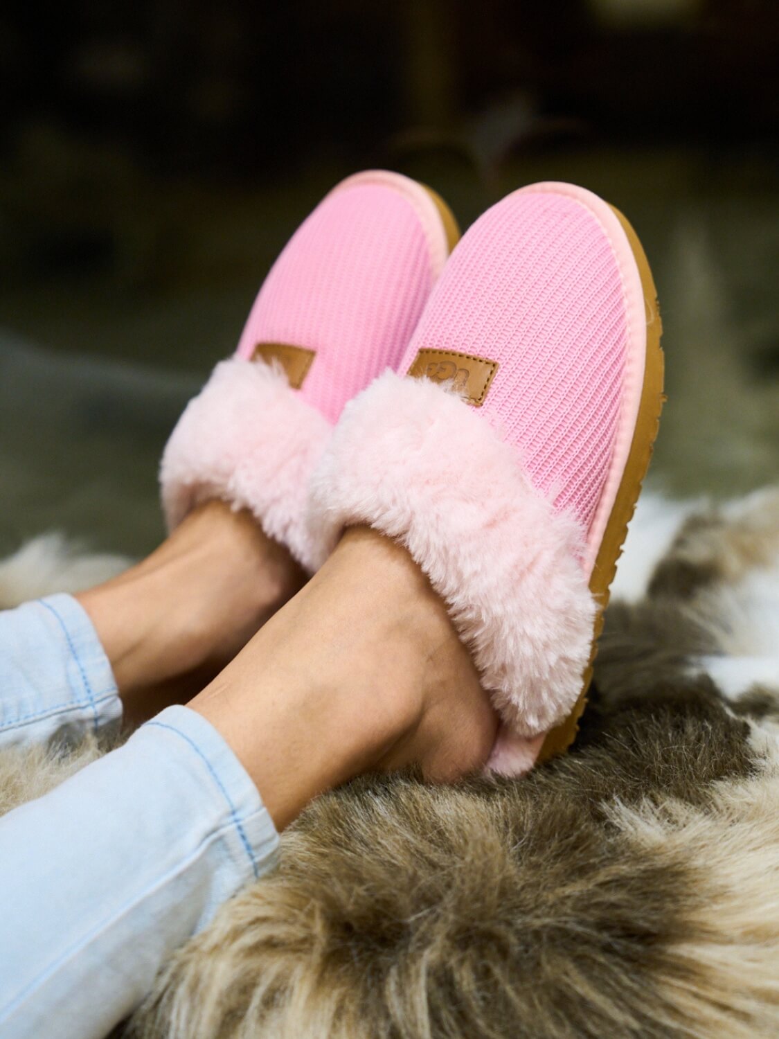 UGG Corduroy Knit Wool Blend Slipper - Pink