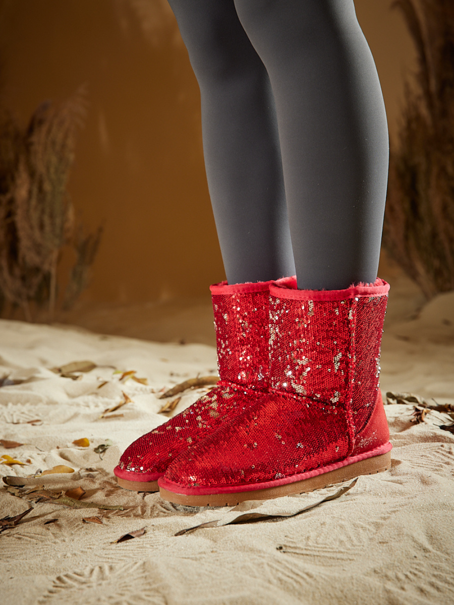 UGG Dallas Glam Sequin Shearling Boots - Red