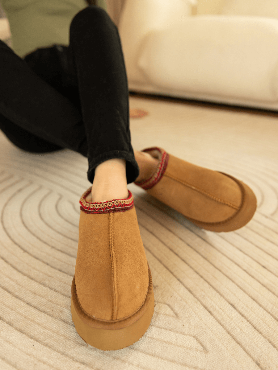 UGG Tazzy Mini Platform Low Ankle Slippers - Chestnut
