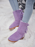 UGG Serenity Striped Bailey Bow Shearling Boots - Lavender