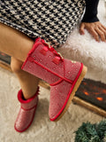 UGG Tay Tay Shine On Stage Diamond Bows Suede Boots - Red