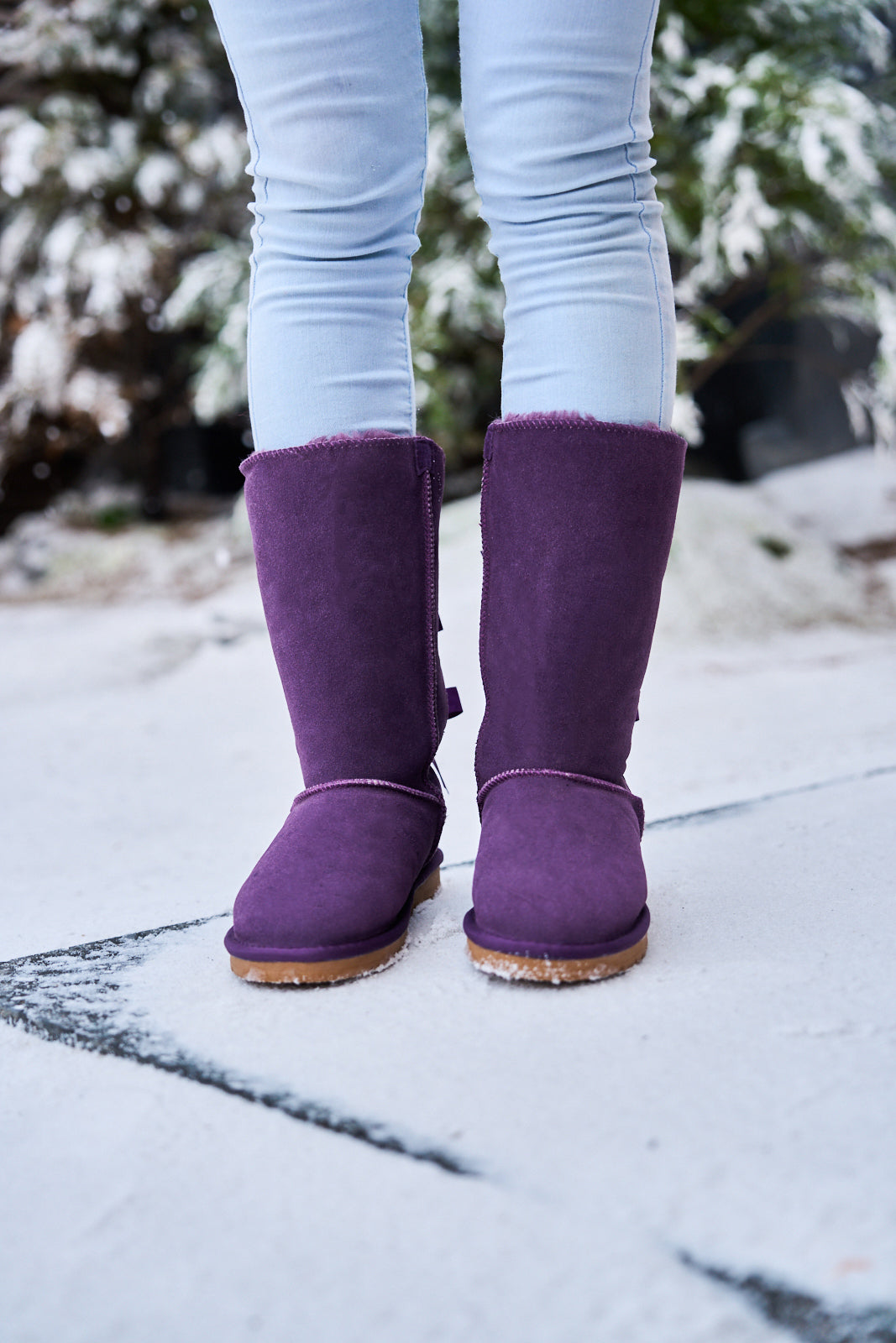 UGG Tri Ribbon Bow Suede Boots - Purple