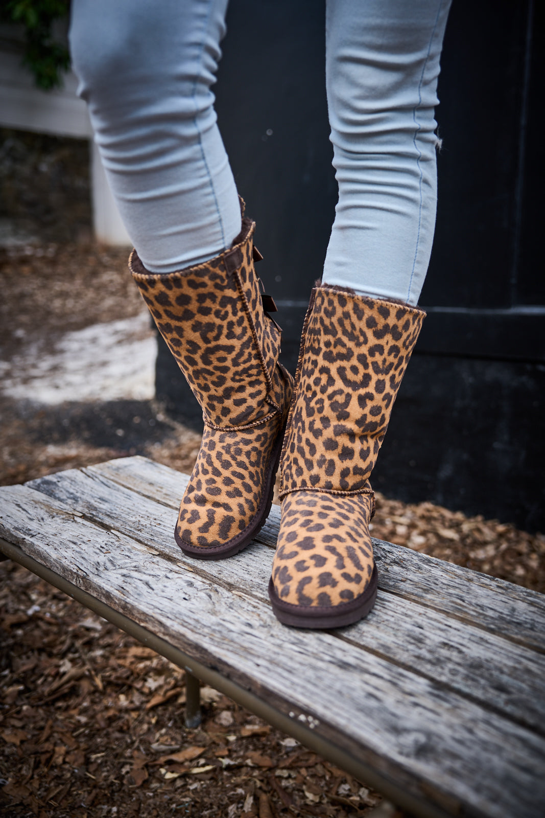 UGG Tri Ribbon Bow Suede Boots - Cheetah