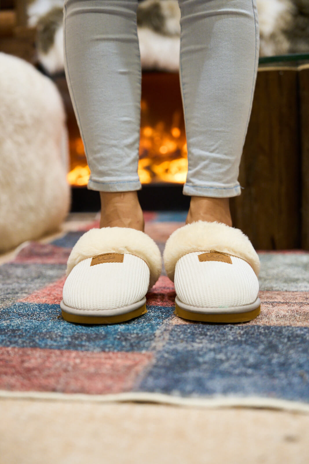 UGG Corduroy Knit Wool Blend Slipper - White