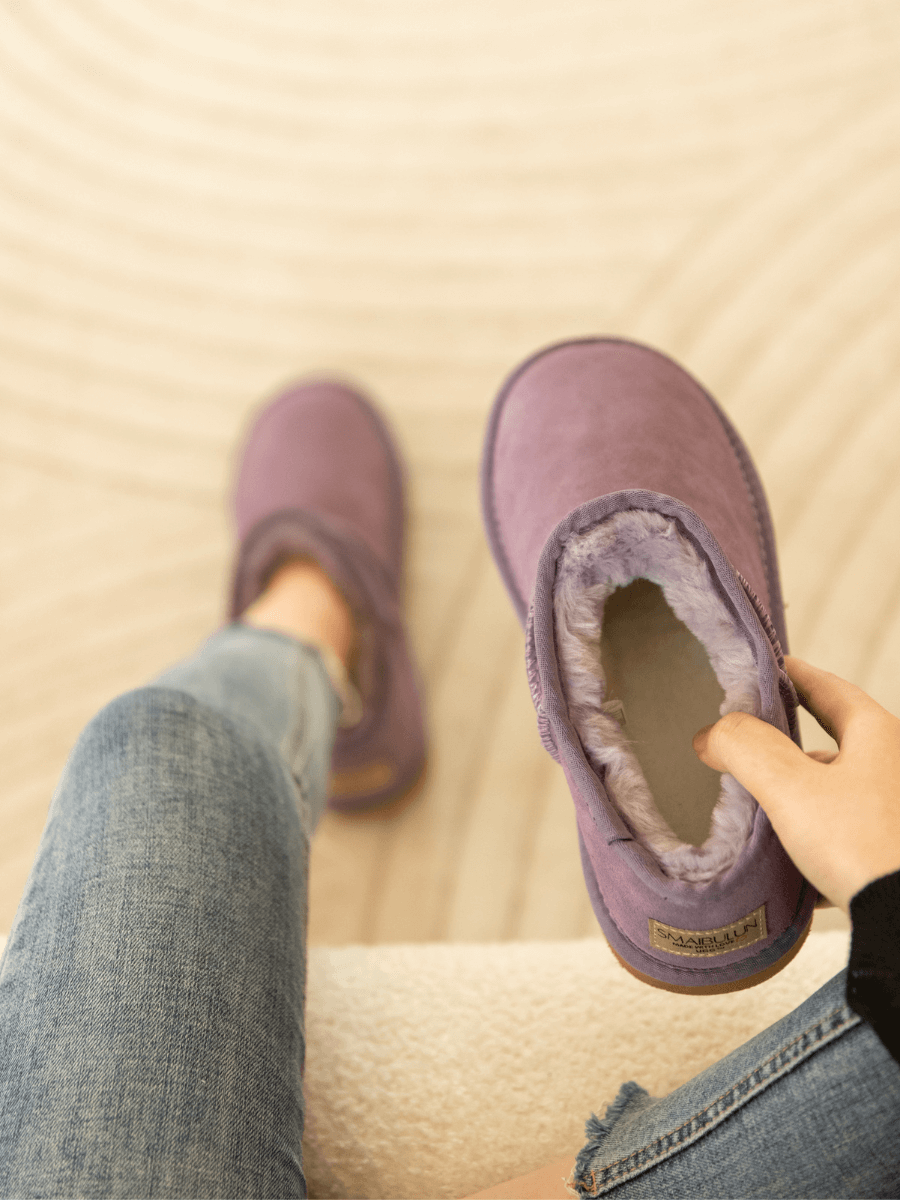UGG Faux-Fur-Lined Suede Tasman Ankle Boot - Lavender