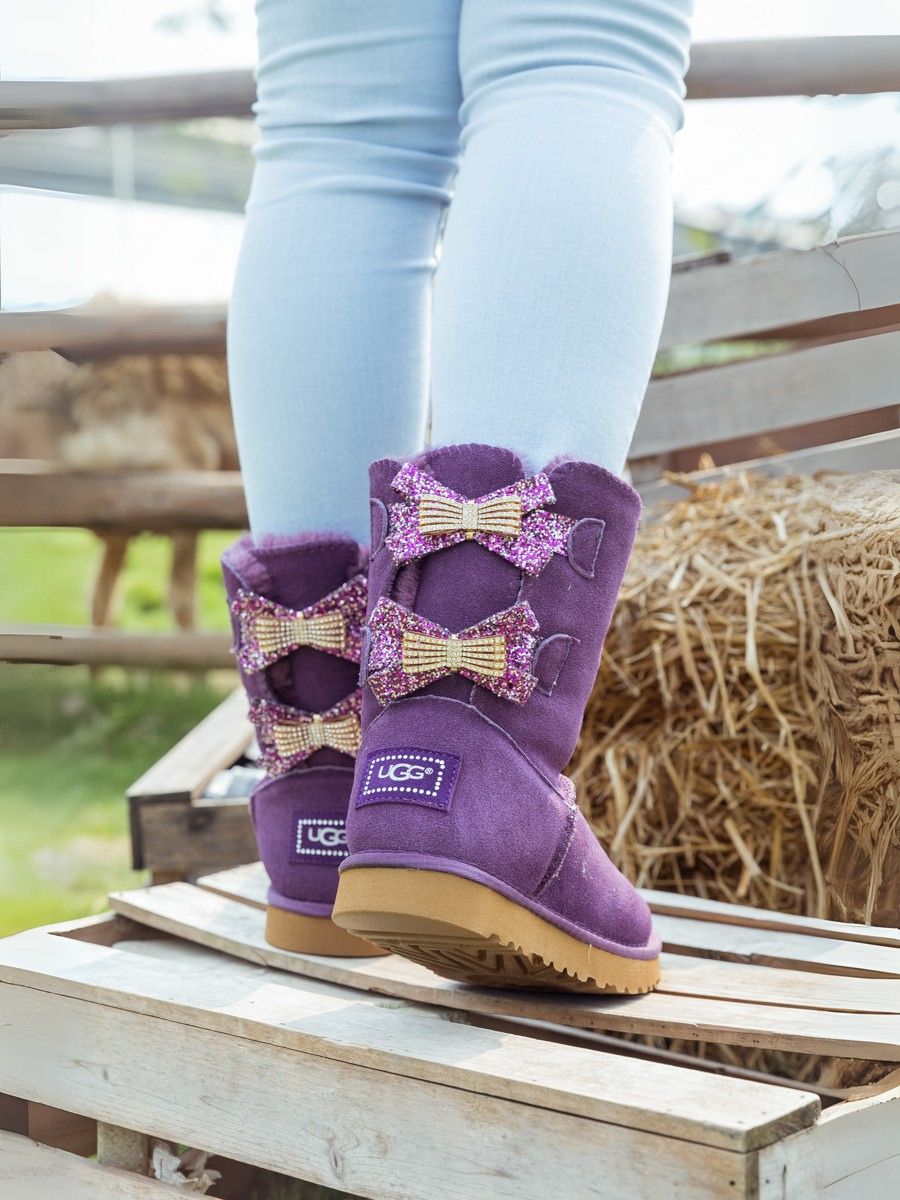 UGG Sequin Bling Ballet Bow Boots - Violet