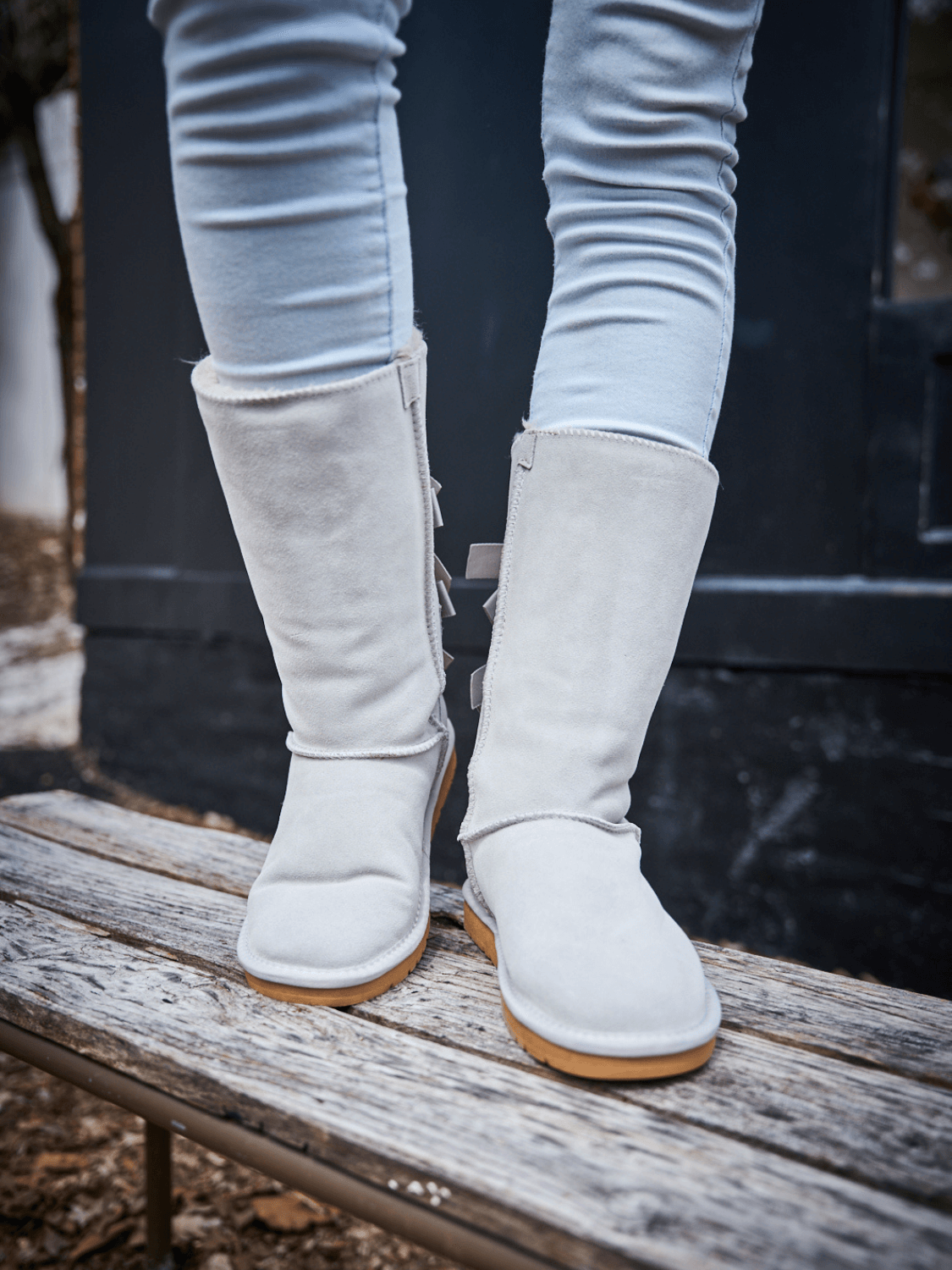UGG Tri Ribbon Bow Suede Boots - Pale