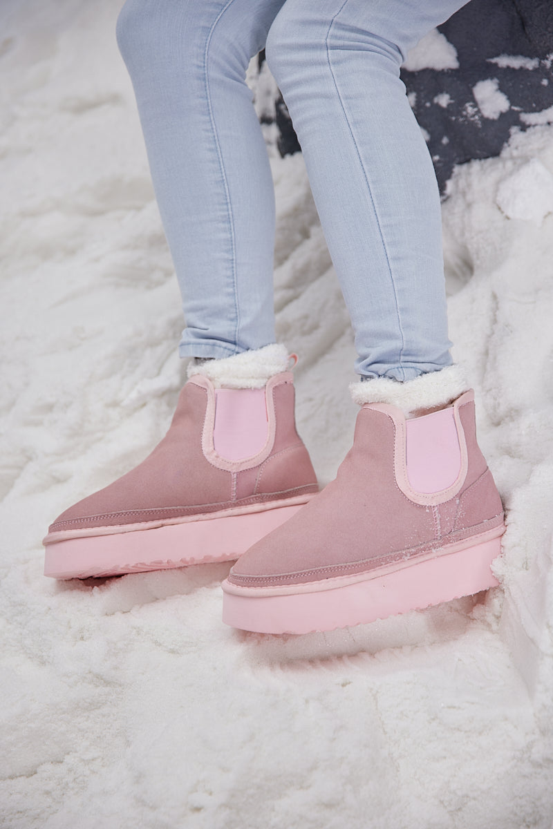 UGG Chelsea On The Land Suede Shearling Boots - Pink