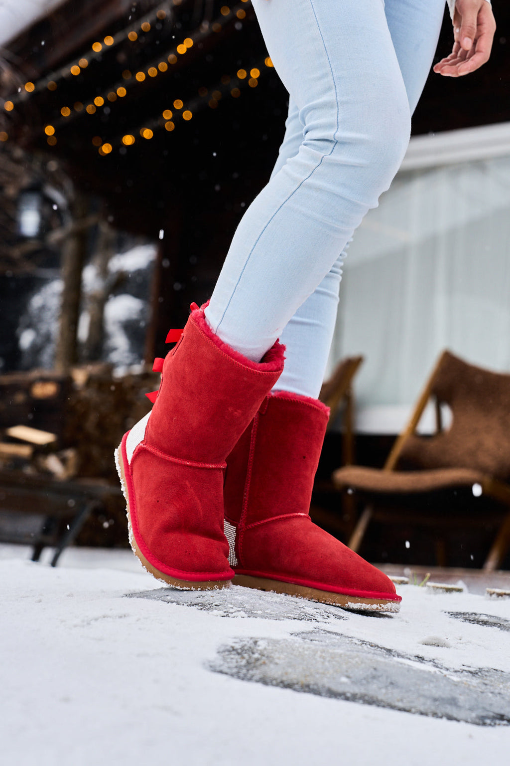 UGG Rhinestone Dual Bailey Bow Glam UGG Boots - Red