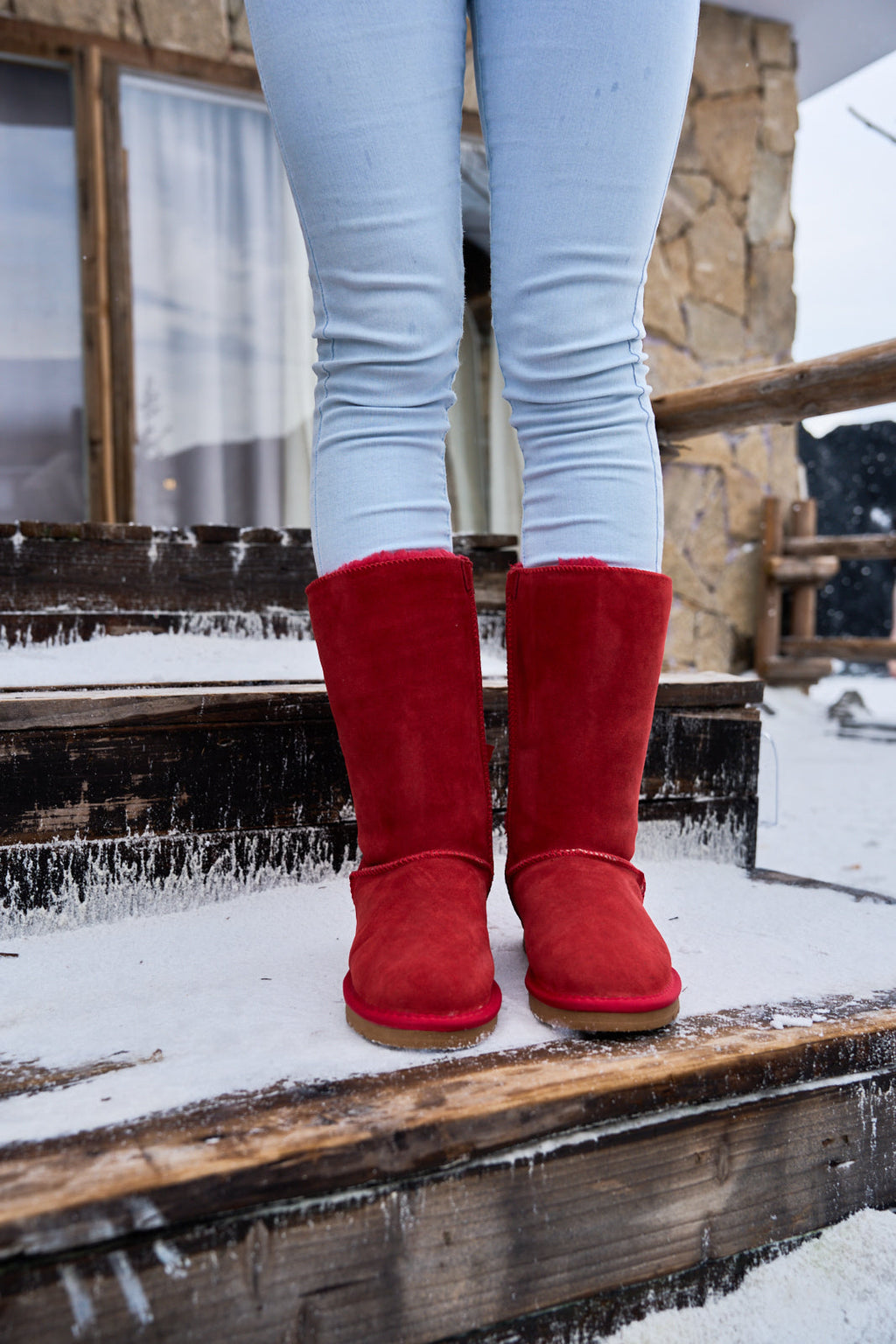 UGG Tri Ribbon Bow Suede Boots - Red