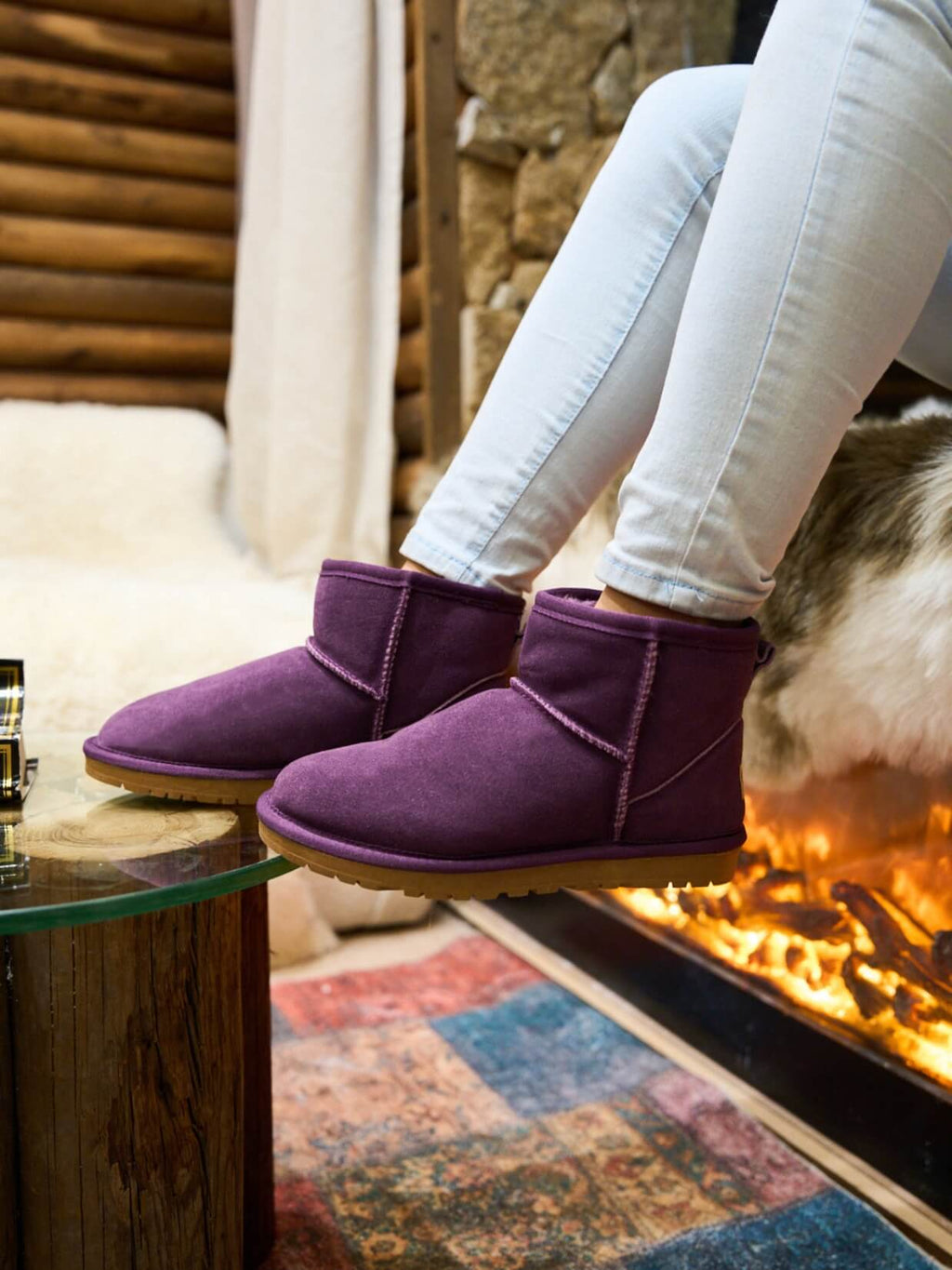 UGG Faux Fur-Lined Classic Short UGG Boots - Purple