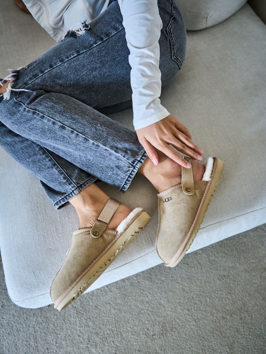 UGG Selena Wool-Lined Slingback Sandals - Sand