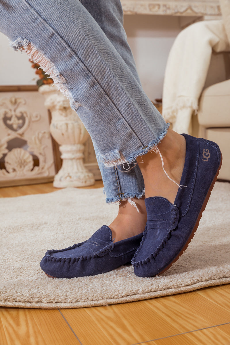 UGG Leather Suede Moccasin Loafer - Navy