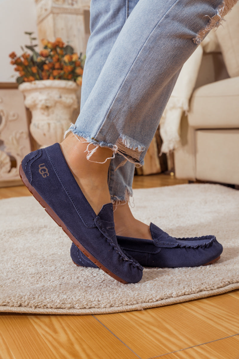 UGG Leather Suede Moccasin Loafer - Navy