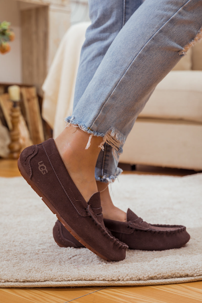 UGG Leather Suede Moccasin Loafer - Brown