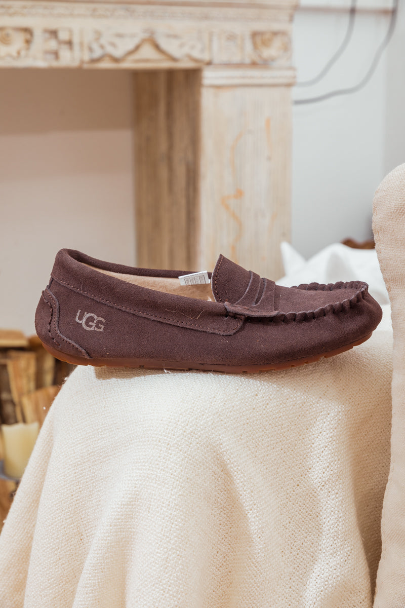 UGG Leather Suede Moccasin Loafer - Brown