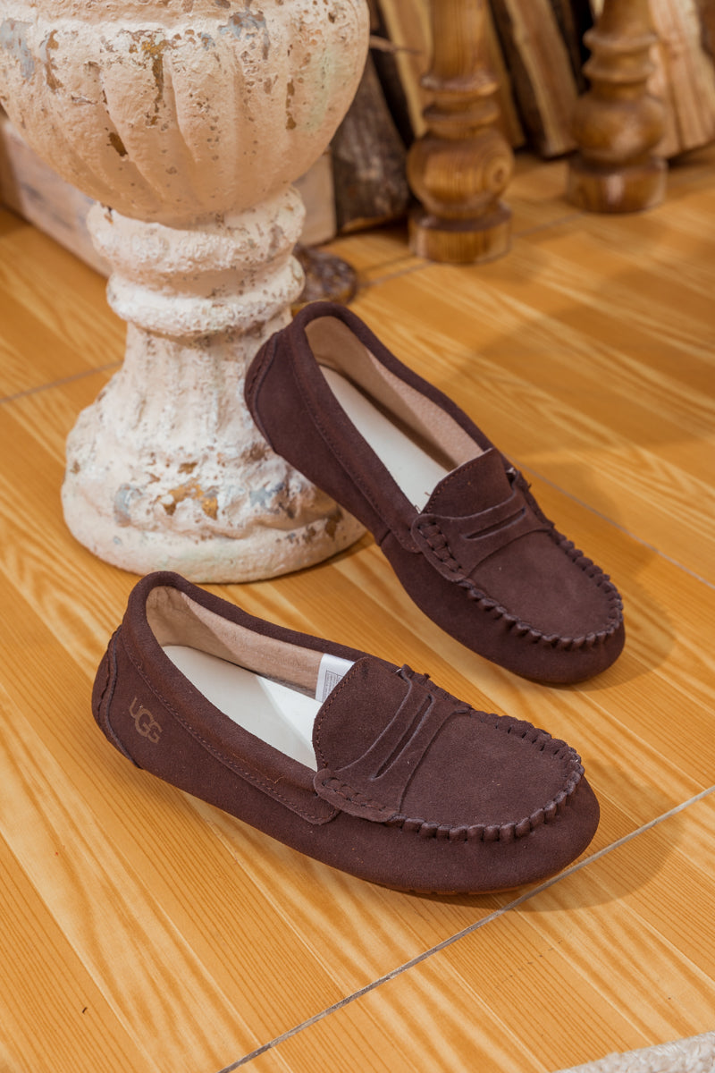 UGG Leather Suede Moccasin Loafer - Brown