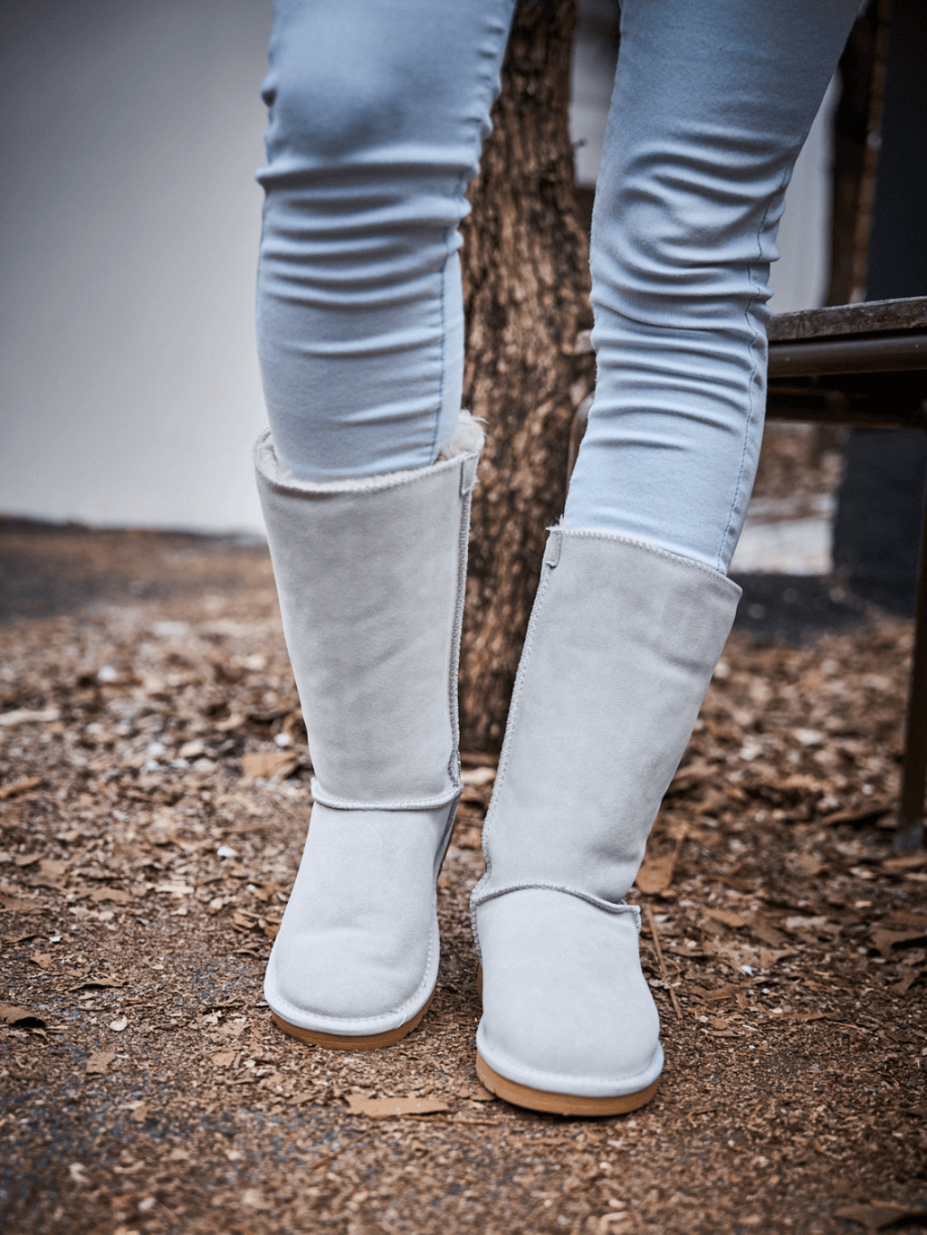 UGG Rhinestone Ribbon Tri-Tie Bow Suede Boots - Pale