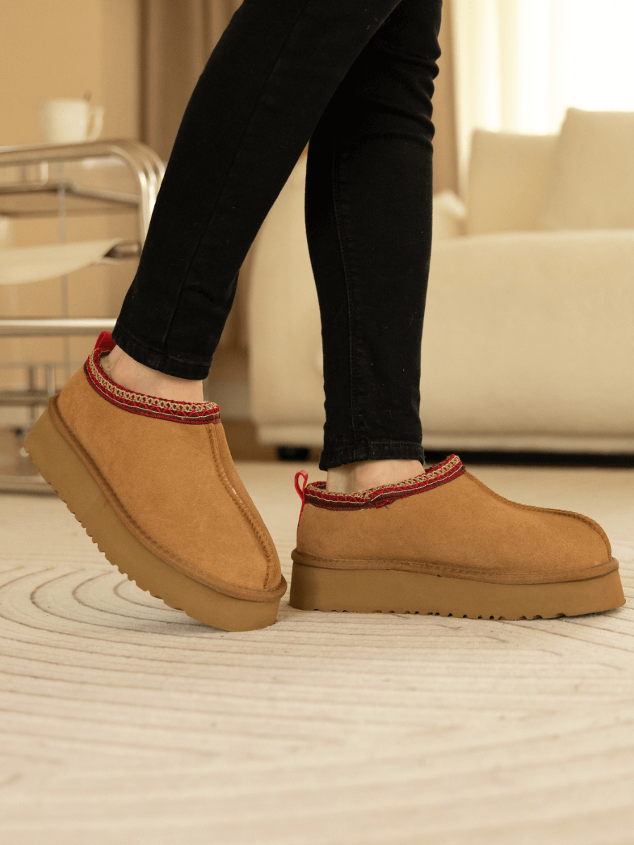 UGG Tazzy Mini Platform Low Ankle Slippers - Chestnut