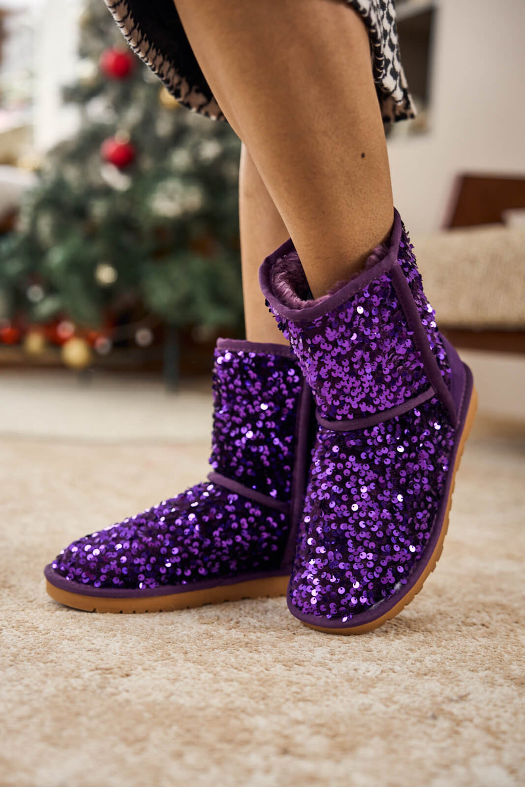 UGG Dallas Glam Sequin Shearling Boots - Violet