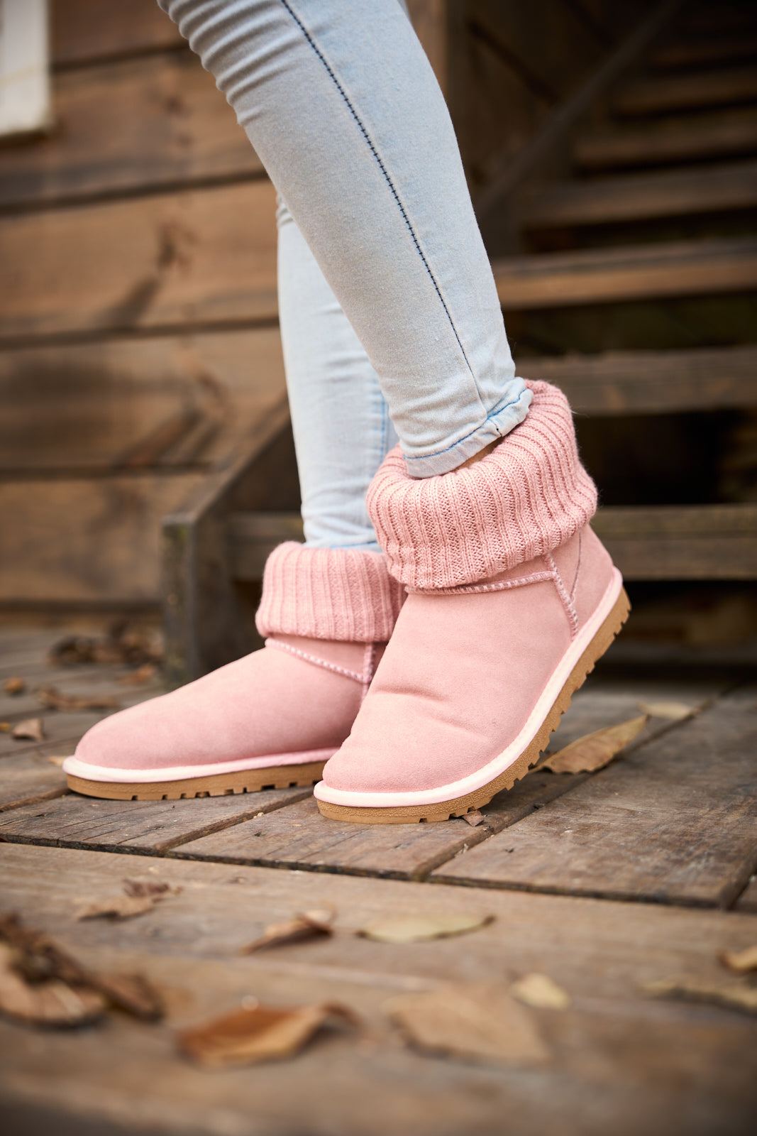 UGG Ankle Knit Stocking Mini Boots - Pink