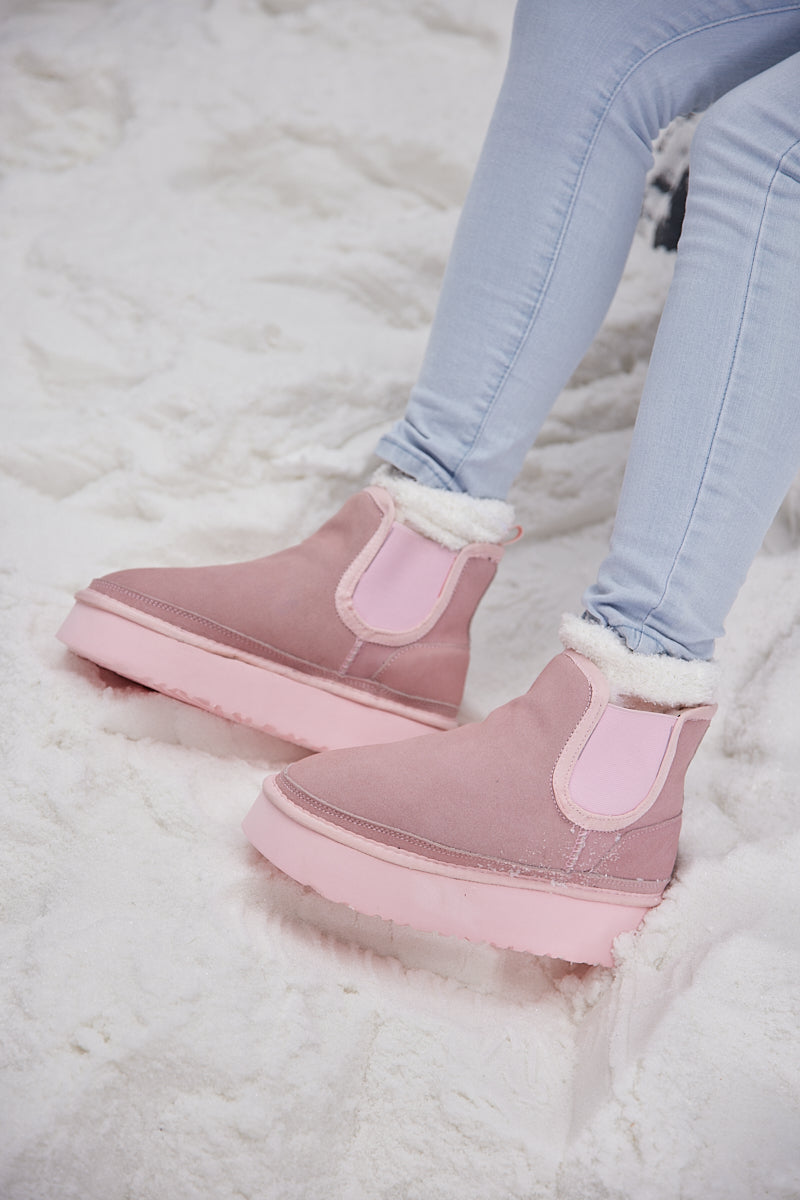 UGG Chelsea On The Land Suede Shearling Boots - Pink