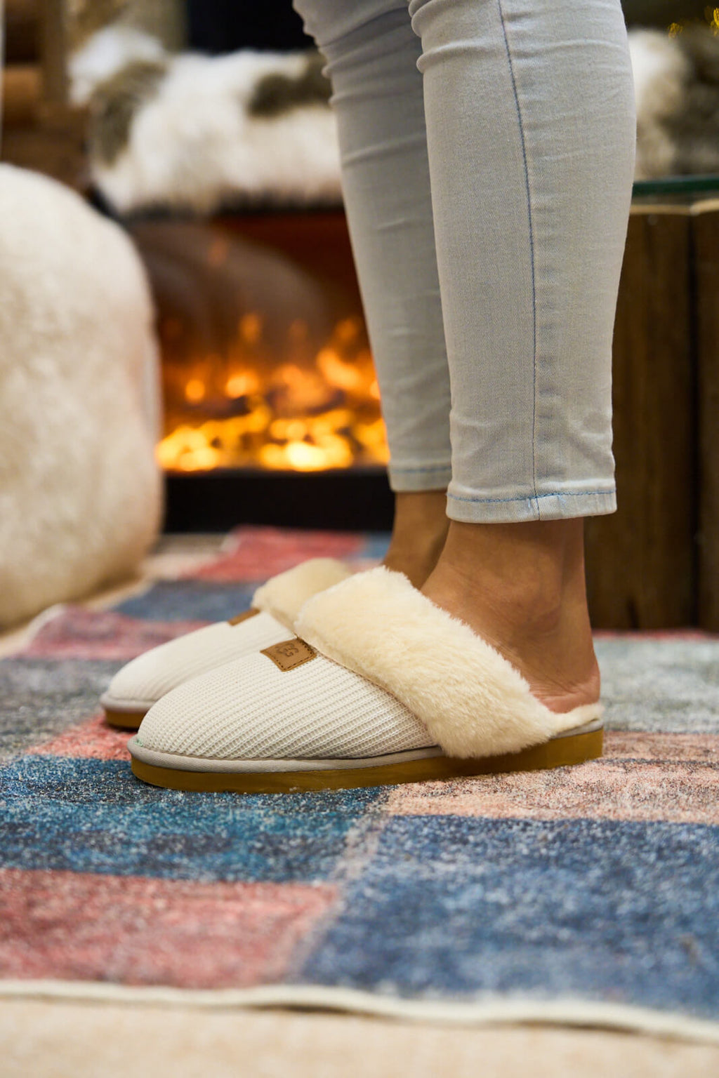 UGG Corduroy Knit Wool Blend Slipper - White