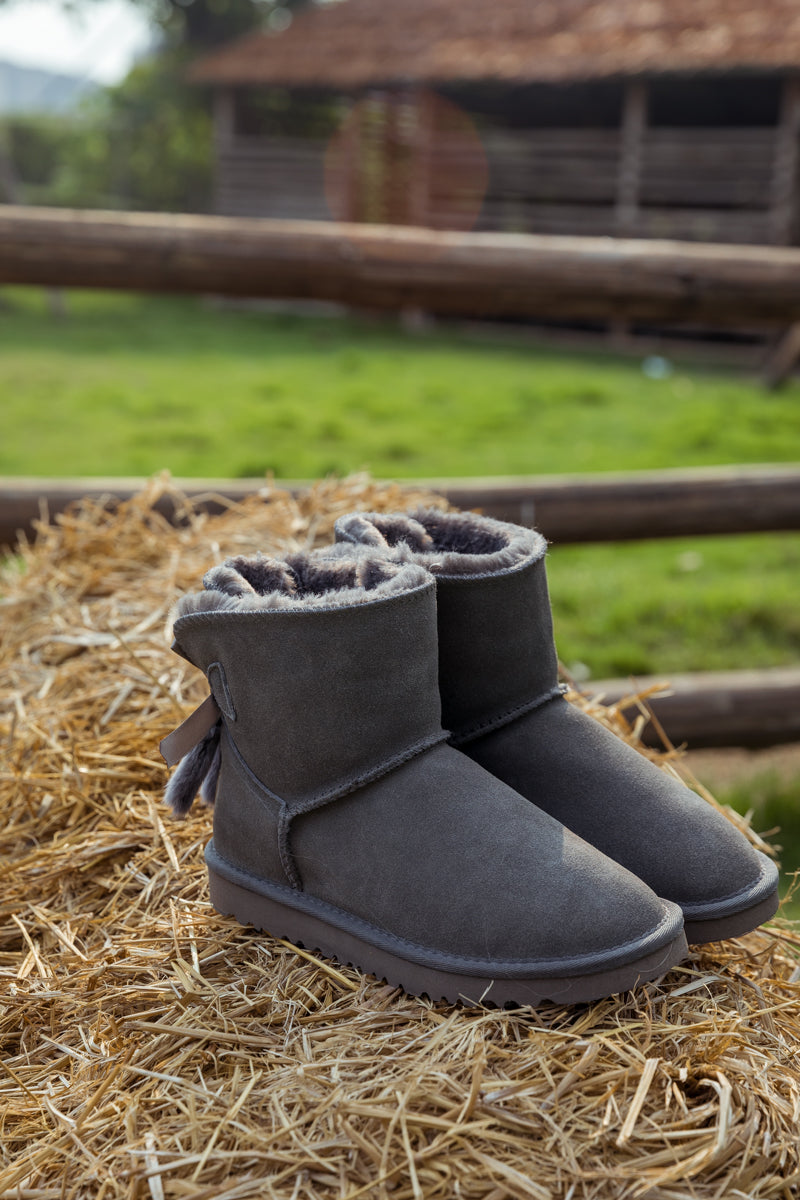UGG Tail Bow Back Suede Boot - Grey