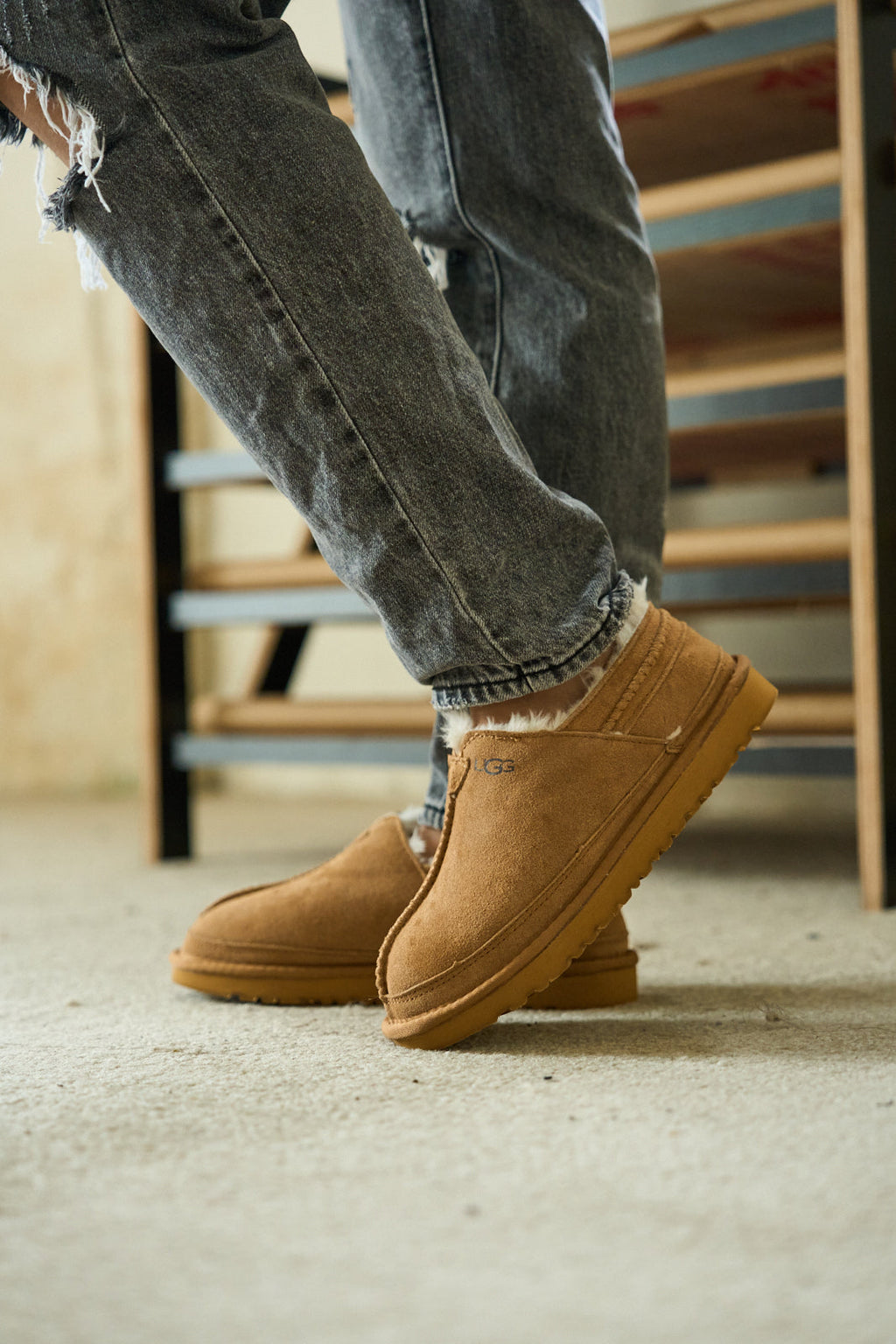 UGG Brisk Feels Wool Blend Slipper Boot - Chestnut