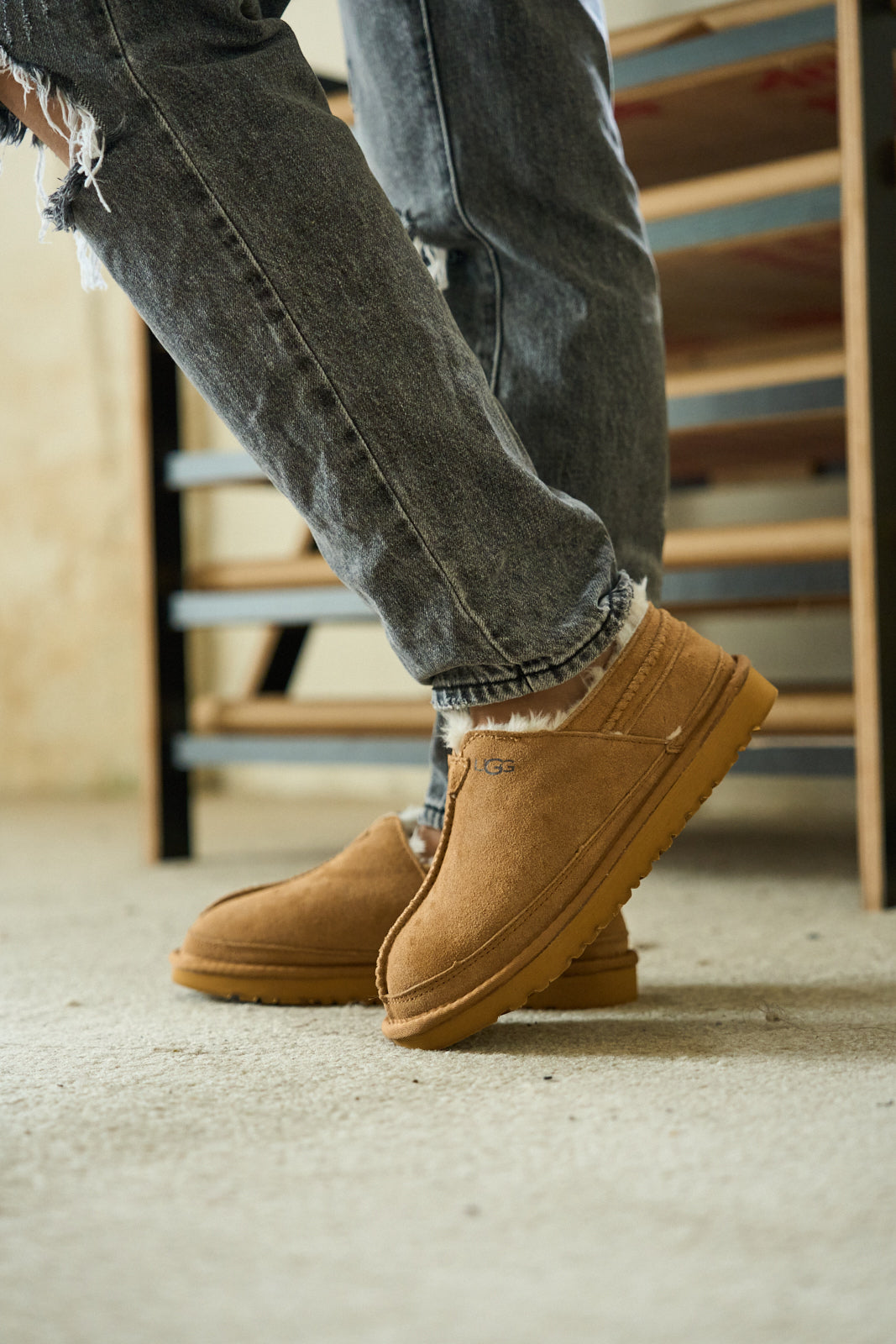 UGG Brisk Feels Wool Blend Slipper Boot - Chestnut