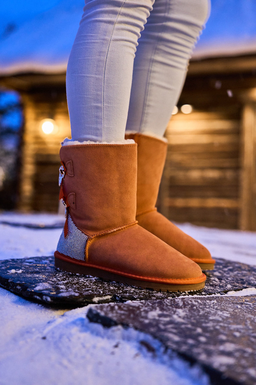 UGG Rhinestone Dual Bailey Bow Glam UGG Boots - Orange