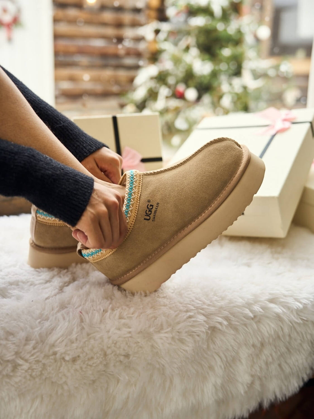 UGG Tassie X Tasman Platform Slipper Boot - Taupe