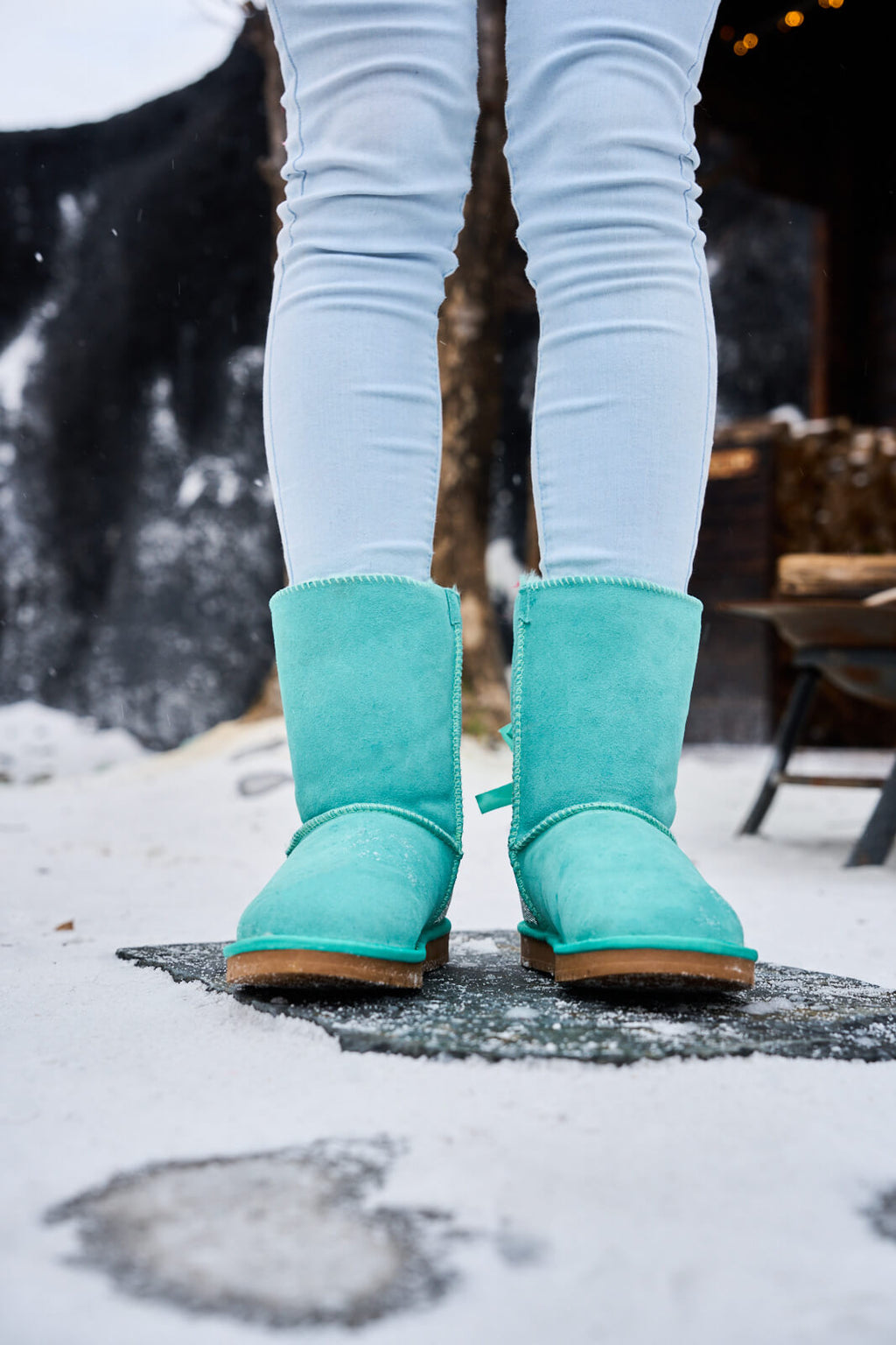 UGG Rhinestone Dual Bailey Bow Glam UGG Boots - Turquoise
