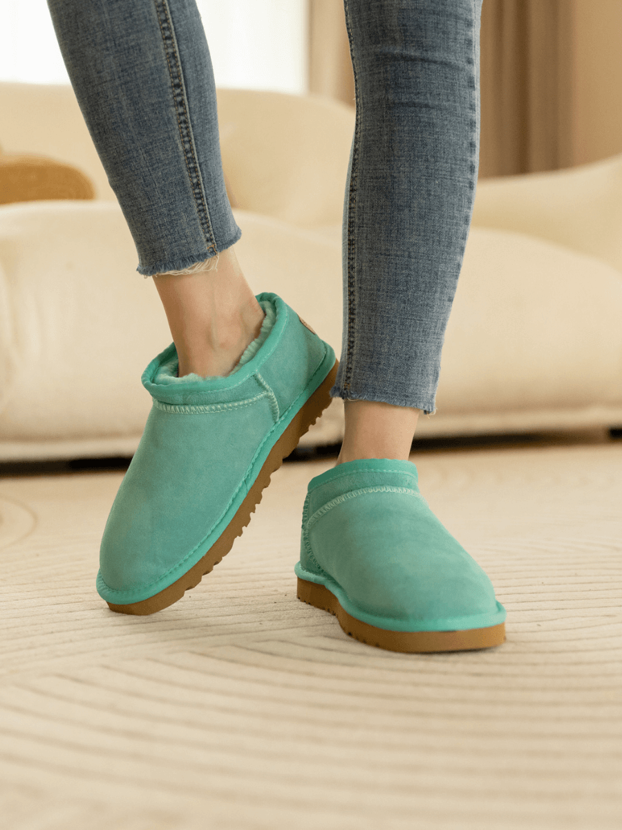 UGG Faux-Fur-Lined Suede Tasman Ankle Boot - Turquoise